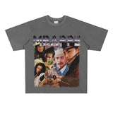 Film Star T Shirt Cotton Short Sleeve Loose round Neck Retro Minority Design T-shirt