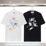 Casablanca T Shirts Colored Crane Print Crew Neck Tee