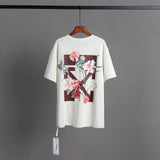 Off Whtie T Shirts Floral Heat Transfer Patch Men'S And Women'S Same Style Fashion Brand Short Sleeve