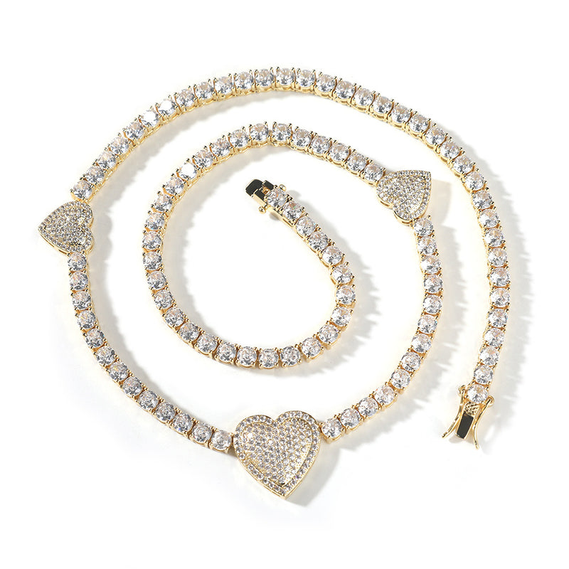 Chains Copper Zircon Love Tennis Chain Premium Clavicle Chain Spectrum St. Valentine's