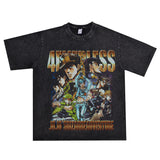 Film Star T Shirt Washed Old Print Short Sleeve Loose T-shirt