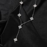 Chains Four-Leaf Clover Necklace with Diamonds and Gold Collarbone Chain St. Valentine's Spectrum