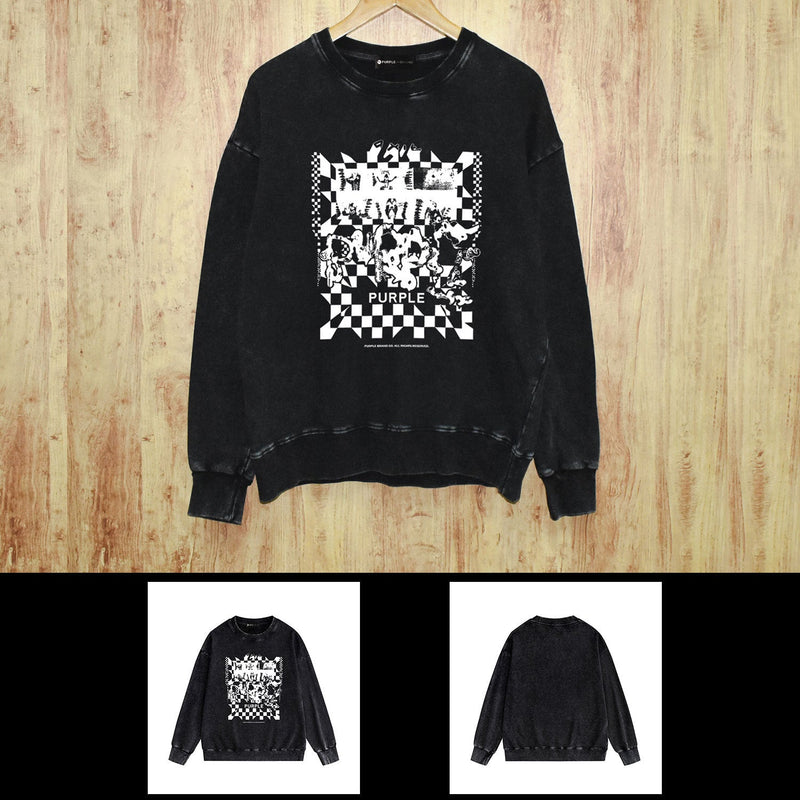 Purple Brand Distressed Sweatshirt Retro Vintage Crew Neck Sweater