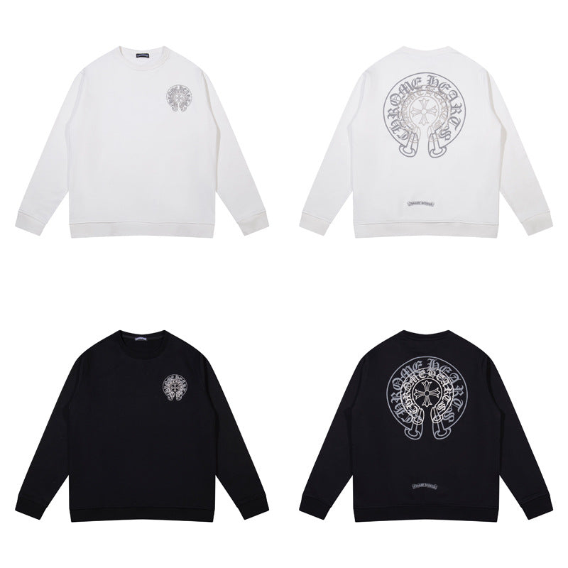 CHH Chrome Heart Hoodie Double Layer Classic Horseshoe Overlay Graffiti Crew Neck Sweater