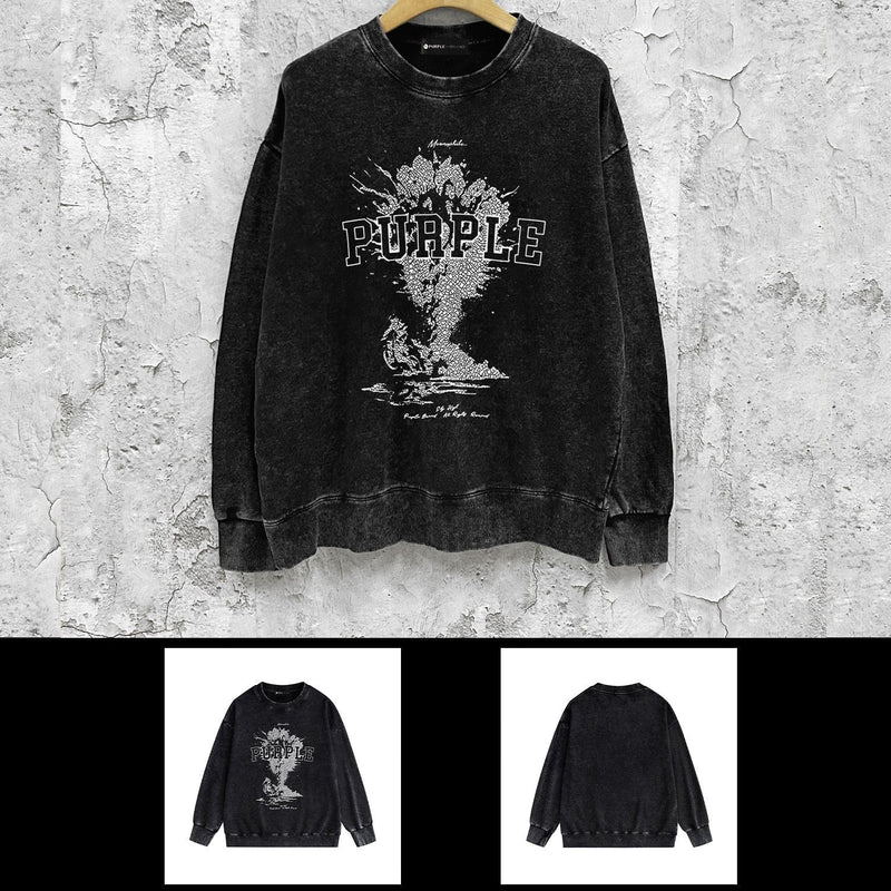 Purple Brand Distressed Sweatshirt Retro Vintage Crew Neck Sweater