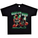 Basket Ball Star T Shirt Jayson Tatum Washed Distressed Printed T-Shirt Loose Retro Short Sleeve