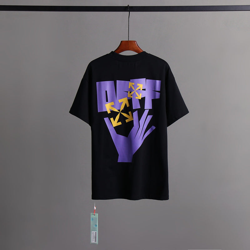 Off Whtie T Shirts Hand Print Male And Female Trendy Brand Short Sleeve