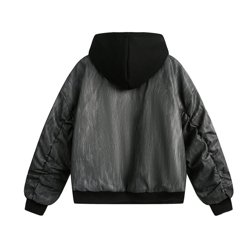 Unisex down jacket retro quilted hooded