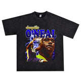 Basket Ball Star T Shirt Basketball Washed Distressed Printed T-shirt Retro Short Sleeve Hip Hop round Neck Loose