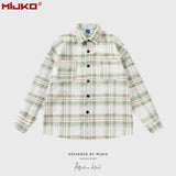 MIJKO Mens Jacket Plaid Loose Jacket Unisex