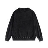 Purple Brand Distressed Sweatshirt Fashion Washed Black Long Sleeves Top