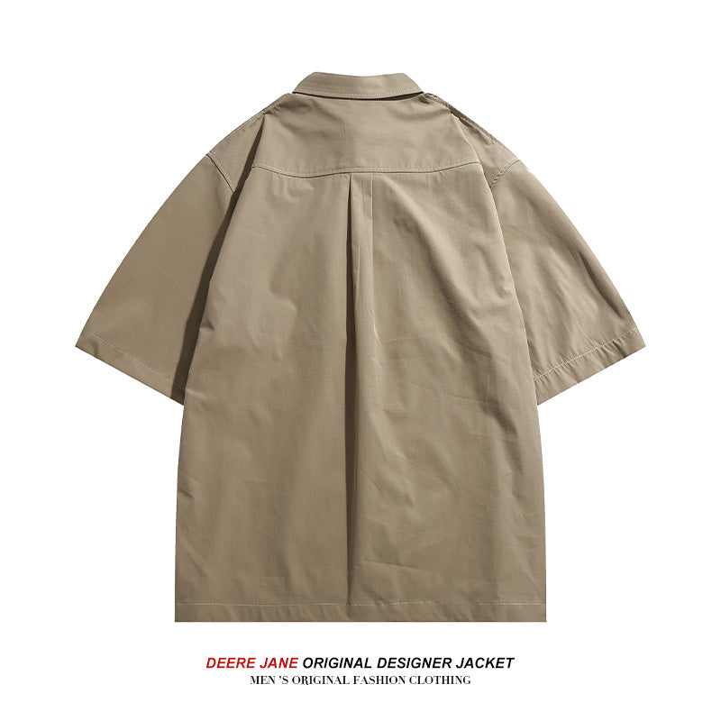 Men Shirts Summer Short Sleeve Workwear Shirt Men's Loose