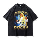 Asap Rocky T Shirts MADARTIST Asap Rocky Washed Old T-Shirt Vintage Short Sleeve