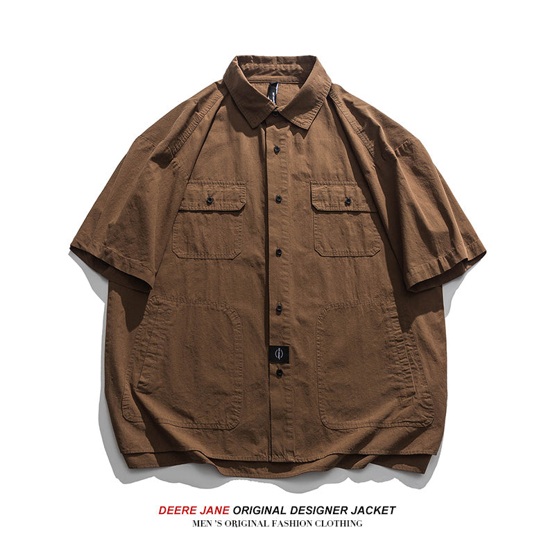 Men Shirts Summer Short Sleeve Men Loose Casual Jacket