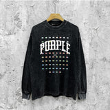 Purple Brand Distressed Long Sleeve Shirt Fashion Distressed Loose Long-sleeved Top