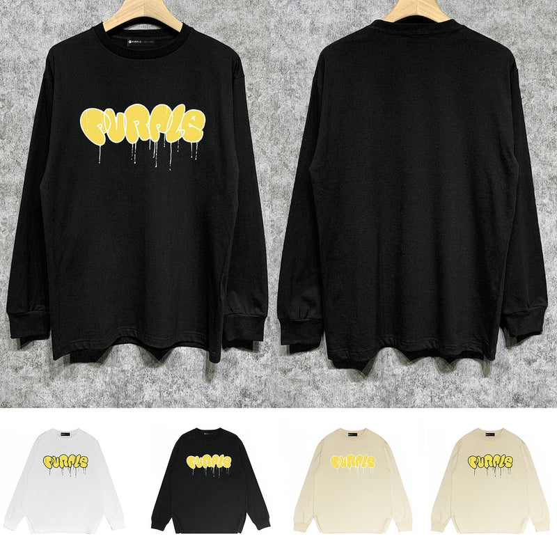Purple Brand Long Sleeve T-Shirt Fashion Loose Long Sleeve Top