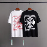 Off Whtie T Shirts Snowflake Arrow Print Male And Female Trendy Brand Short Sleeve