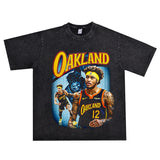 Film Star T Shirt Kelly Oubre Printed T-shirt Short Sleeve Loose Retro Pure Cotton Washed Distressed