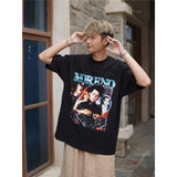 Film Star T Shirt Edward Short Sleeve Loose Retro American Street T-shirt Men and Women