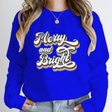 New Christmas Merry And Bright Print Pullovers Women Fashion