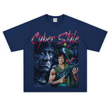 Film Star T Shirt Cotton Short Sleeve Loose Retro American Design T-shirt Men