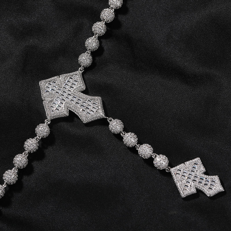 Chains Hip Hop Cross Necklace Copper Set Zircon Necklace St. Valentine's Spectrum