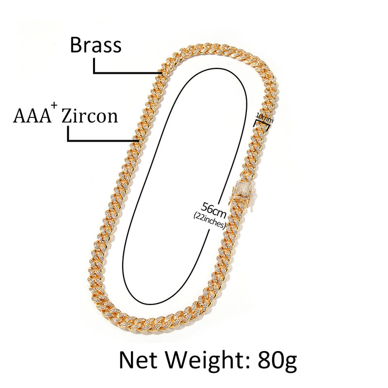 Chains 18K 10mm Clavicle Chain Zircon Cuban Chain Spectrum Royalty