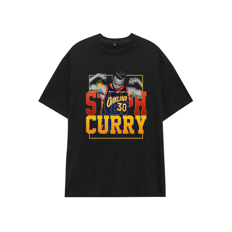 Basketball Sports T Shirt Loose-Fitting Pure Cotton Short Sleeves T-Shirt Boys Basketball Sports Curry