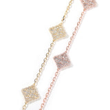 Chains Four-Leaf Clover Necklace with Diamonds and Gold Collarbone Chain St. Valentine's Spectrum