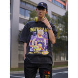 Basket Ball Star T Shirt Washed Worn-out Kelkuzma Short-Sleeved Printed T-shirt Vintage Pure Cotton