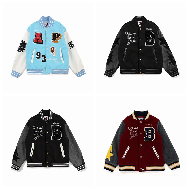 Aape Jacket Fall Winter Men Casual Thickening Baseball Cotton-Padded Jacket Coat