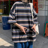 Mariner Shirt Striped Short Sleeve Men's Summer Versatile Loose Hong Kong Style T-shirt Ins Trendy