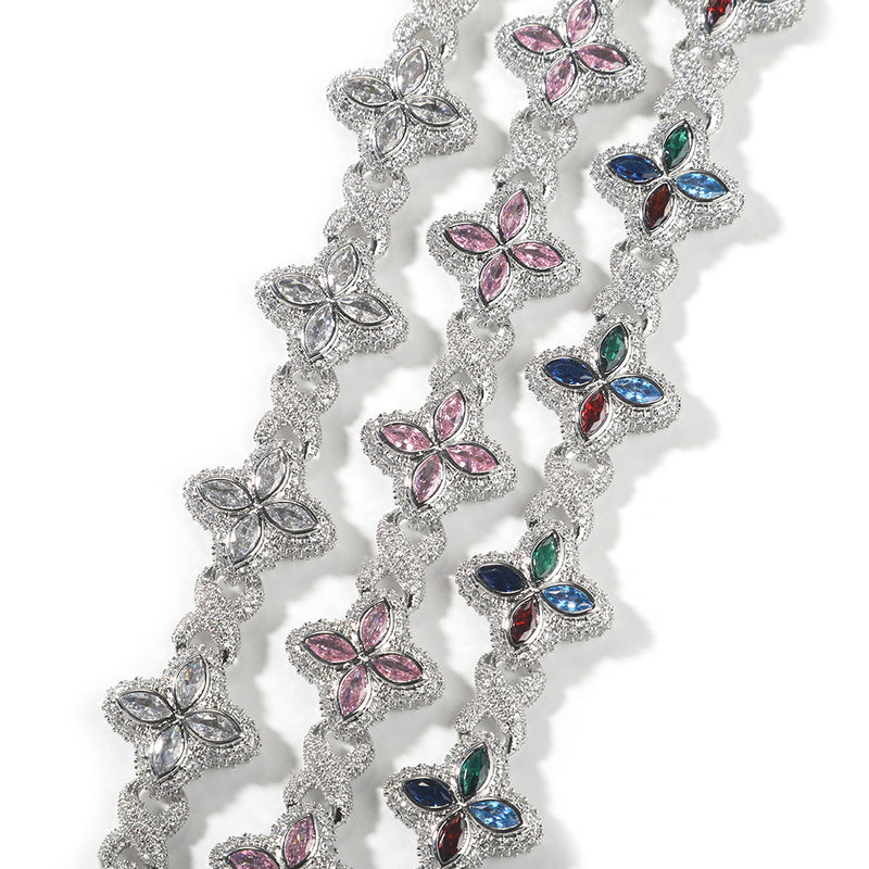 Chains Rap Clover Bracelet Fashion High Sense 5A Zircon St. Valentine's Spectrum