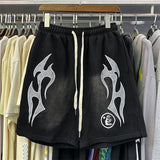 Men Shorts simple mud print washed old loose casual shorts