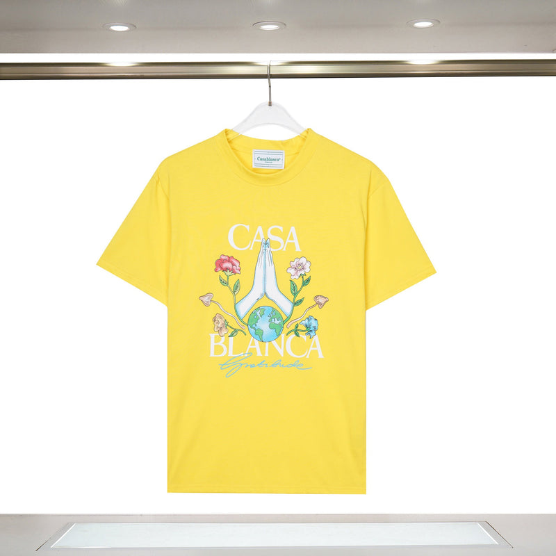 Casablanca T Shirts Meaningful Prints Loose Cotton Tee
