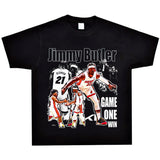 Basket Ball Star T Shirt Jimmy Butler Printed Washed Distressed T-shirt Cotton Short Sleeve round Neck