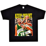 Basket Ball Star T Shirt Basketball Kevin Durant Washed Distressed Printed T-Shirt Personalized Short Sleeve Pure Cotton