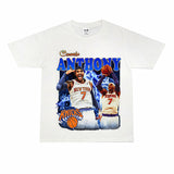 Basket Ball Star T Shirt Basketball Print Carmelo Anthony Washed Distressed T-shirt Loose