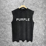 Purple Brand Distressed Tank T Shirts Distressed Sleeveless T-shirt Vest