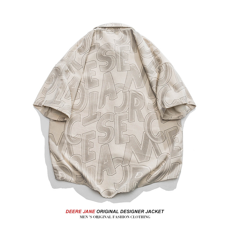 Men Shirts Summer Short Sleeve Printed Shirt Men's Loose Casual