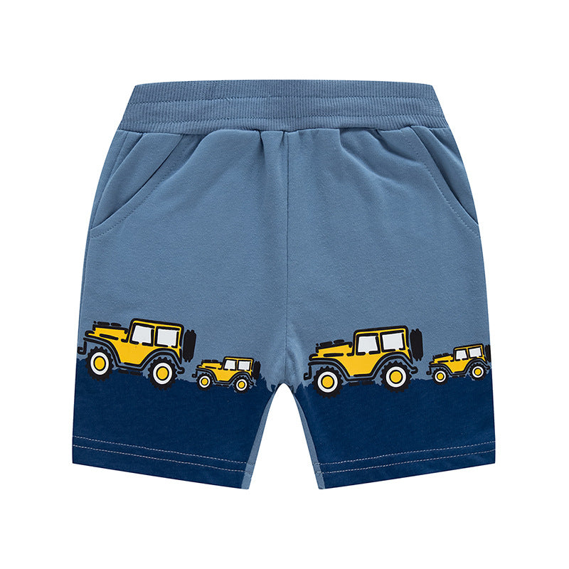 Boy Shorts Children's Shorts Baby Cartoon Car Summer Casual Fifth Pants Boys