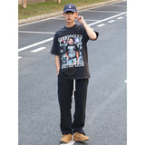 Basket Ball Star T Shirt Cade Cunningham Washed Distressed Printed T-shirt Short Sleeve Loose Wide