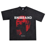 Basket Ball Star T Shirt Lebron James Washed Distressed Street American T-Shirt Loose