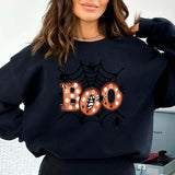 Halloween Boo Spider Web Print Hoodless Sweatshirt For Women
