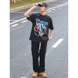 Basket Ball Star T Shirt Towns Washed Distressed Printed T-shirt Retro Short Sleeve round Neck Loose