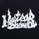 Ow T Shirts Flame Letter Printing for Men and Women
