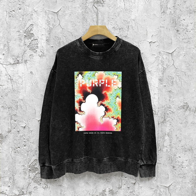 Purple Brand Distressed Sweatshirt Retro Vintage Crew Neck Sweater