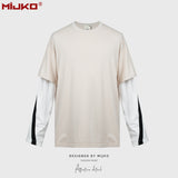 MIJKO Men Jacket Fake Two Long-sleeved Color Matching T-shirt