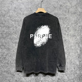 Purple Brand Distressed Long Sleeve Shirt Fashion Distressed Loose Long-sleeved Top