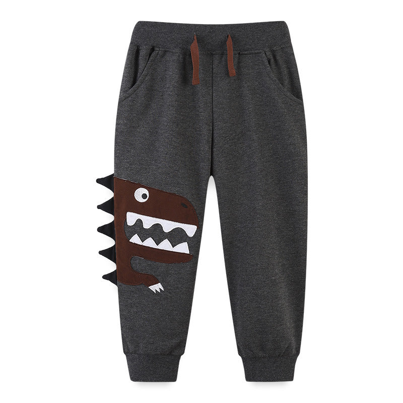 Boy Pants Children's Sweater Sports Pants Boys Cartoon Embroidered Trousers Cotton
